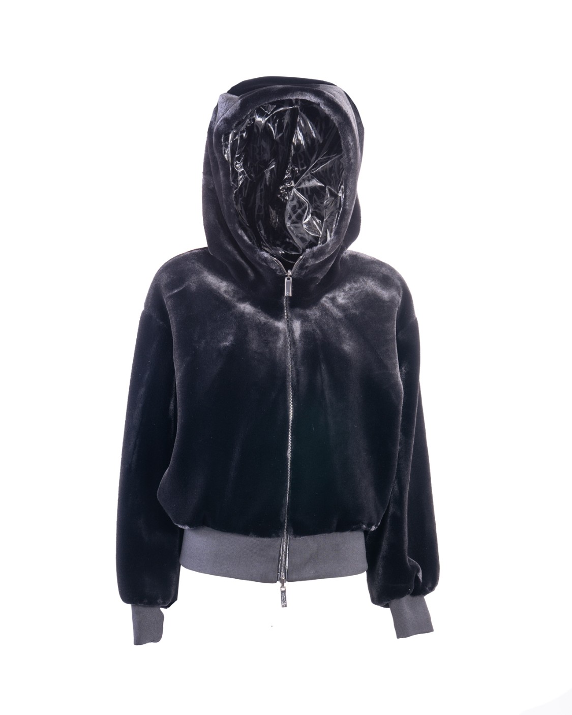 shop EMPORIO ARMANI  Bomber: Emporio Armani blouson reversibile con cappuccio e zip in tessuto fur effect.
Fur effect esterno.
Interno in nylon.
Logo all over.
Reversibile.
Cappuccio.
Chiusura con zip.
Tasche laterali.
Polsini in maglia a tono.
Composizione: 100% Poliestere.
Made in China.. 6D2B85 2NGSZ-0999 number 4303397